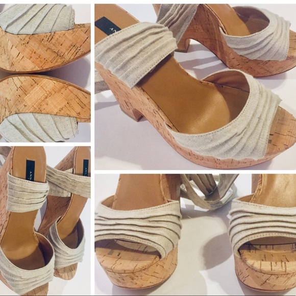 Ann Taylor Marley Cork Wedge Lace Up Gladiator - Picture 5 of 8